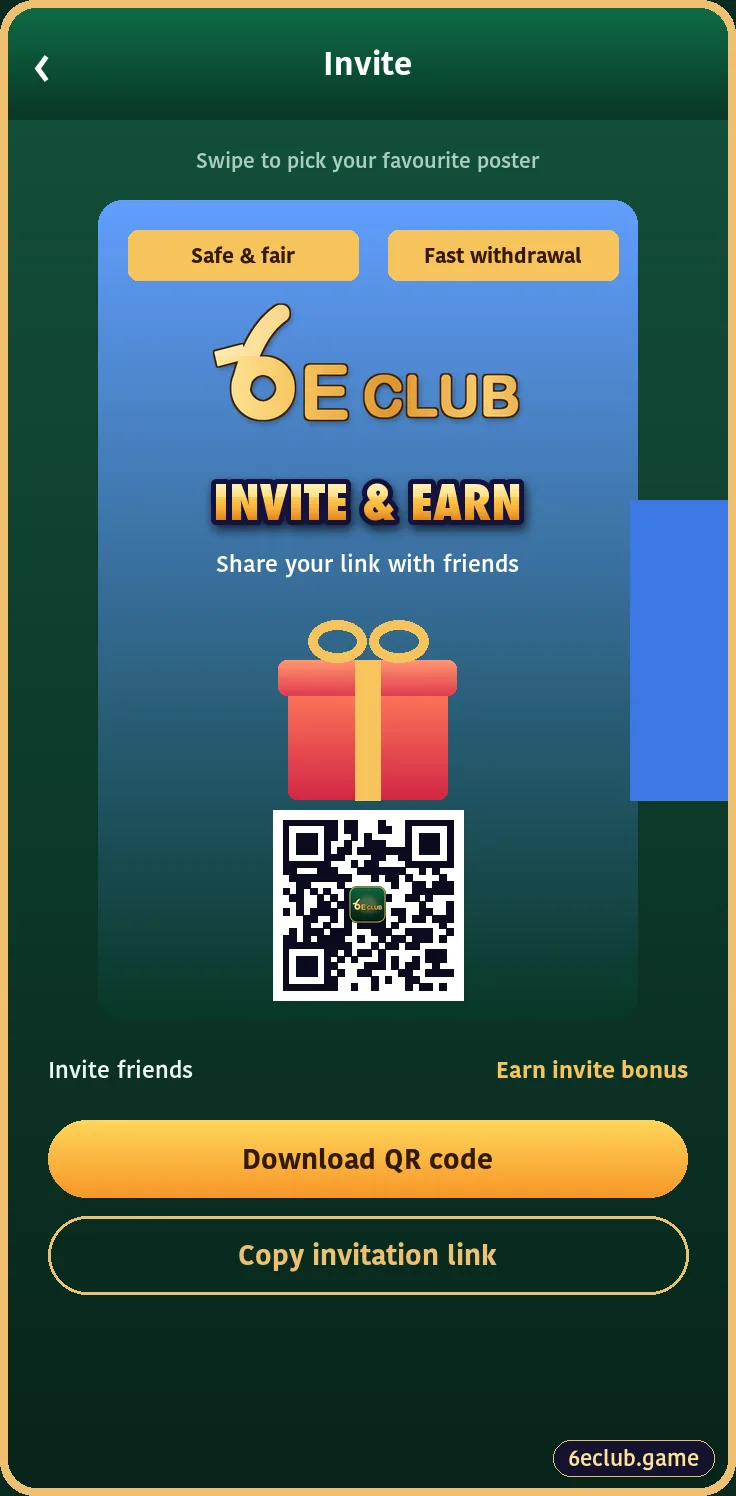 6E Club invite page