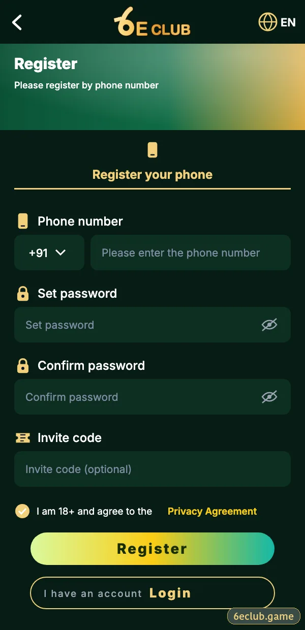 6E Club registration form